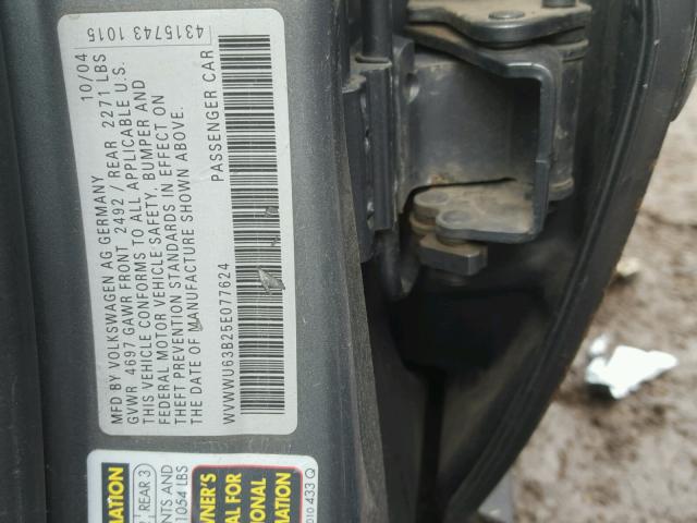 WVWWU63B25E077624 - 2005 VOLKSWAGEN PASSAT GLX 灰色 照片 10