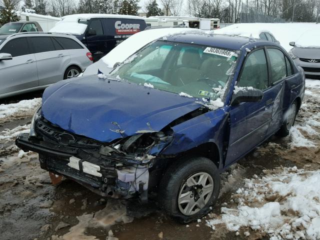 1HGES16395L008256 - 2005 HONDA CIVIC DX V BLUE photo 2