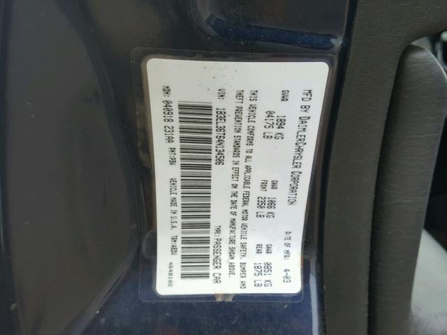 1B3EL36T64N134506 - 2004 DODGE STRATUS SE BLUE photo 10