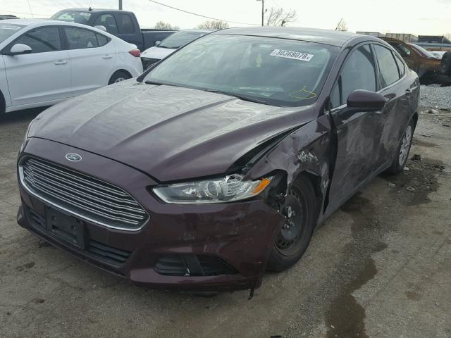 3FA6P0G79DR176274 - 2013 FORD FUSION S BURGUNDY photo 2