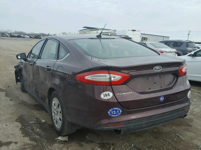 3FA6P0G79DR176274 - 2013 FORD FUSION S BURGUNDY photo 3