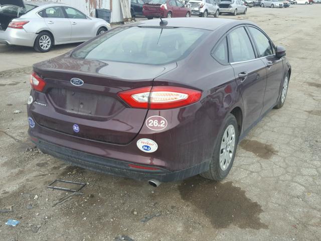 3FA6P0G79DR176274 - 2013 FORD FUSION S BURGUNDY photo 4