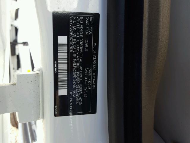 YV1AS982971022618 - 2007 VOLVO S80 3.2 WHITE photo 10