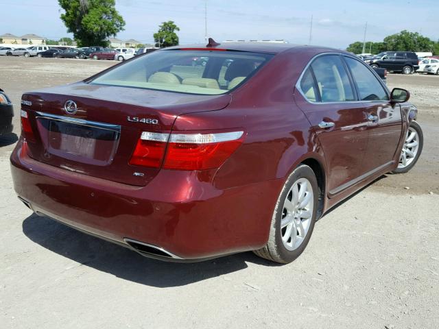 JTHCL46F695004494 - 2009 LEXUS LS 460 BURGUNDY photo 4