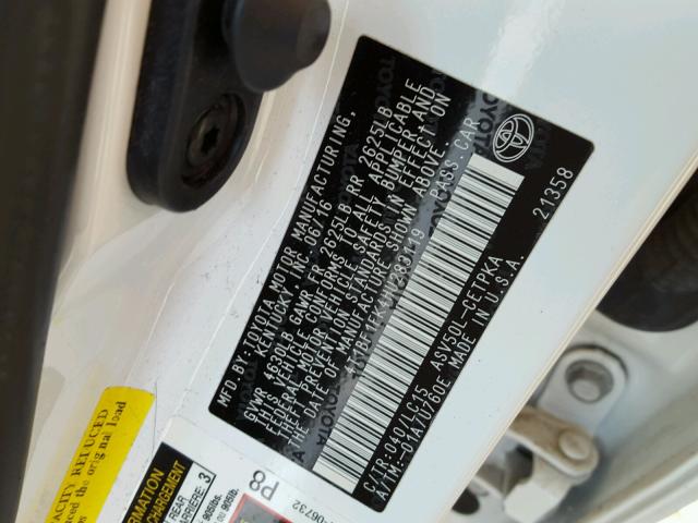 4T1BF1FK4HU283119 - 2017 TOYOTA CAMRY LE WHITE photo 10