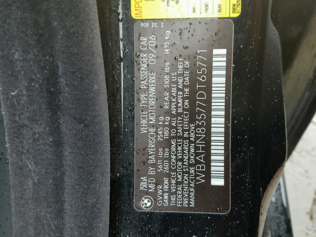 WBAHN83577DT65771 - 2007 BMW 750 BLACK photo 10