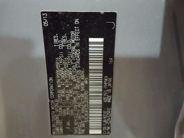 JTLZE4FE2DJ039292 - 2013 TOYOTA SCION XB SILVER photo 10