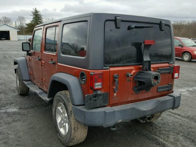 1C4BJWDG3EL198403 - 2014 JEEP WRANGLER U ORANGE photo 3