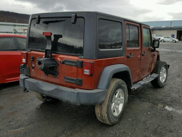 1C4BJWDG3EL198403 - 2014 JEEP WRANGLER U ORANGE photo 4