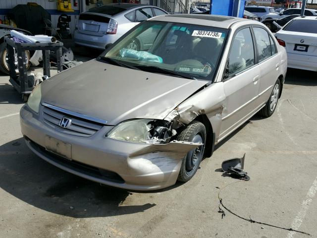 2HGES26712H611722 - 2002 HONDA CIVIC EX ოქროსფერი ფოტო 2