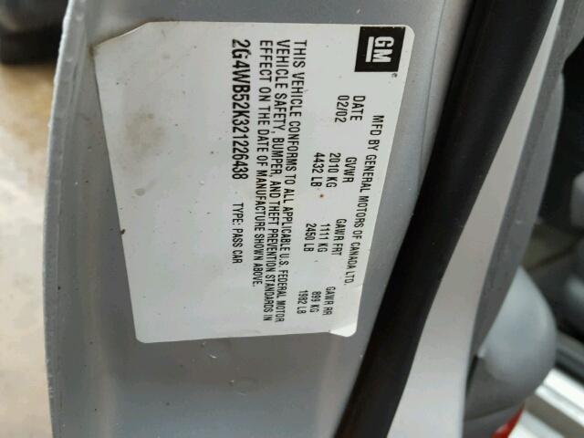 2G4WB52K321226438 - 2002 BUICK REGAL LS 银色 照片 10