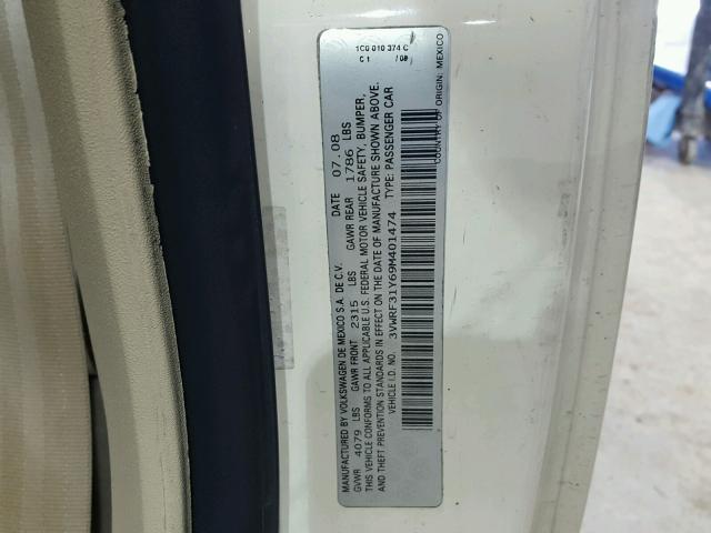 3VWRF31Y69M401474 - 2009 VOLKSWAGEN NEW BEETLE 奶油色 照片 10