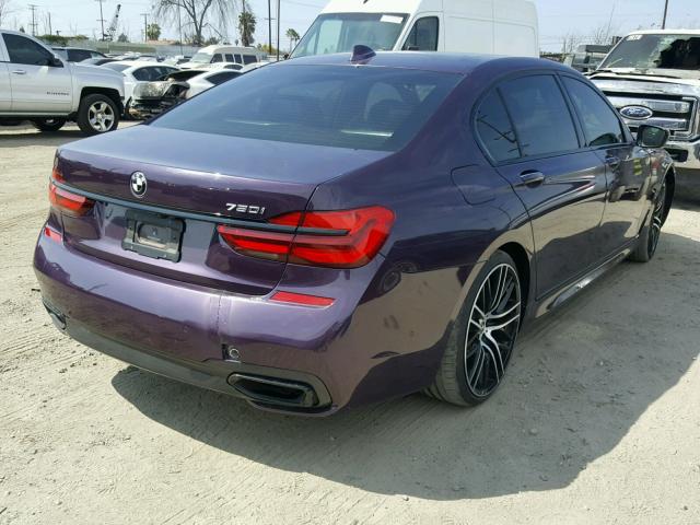 WBA7F0C50HGM21107 - 2017 BMW 750 I PURPLE photo 4