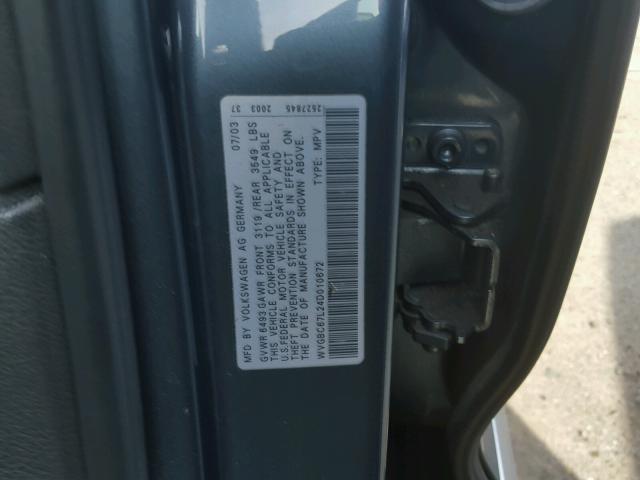 WVGBC67L24D010672 - 2004 VOLKSWAGEN TOUAREG 3. GRAY photo 10