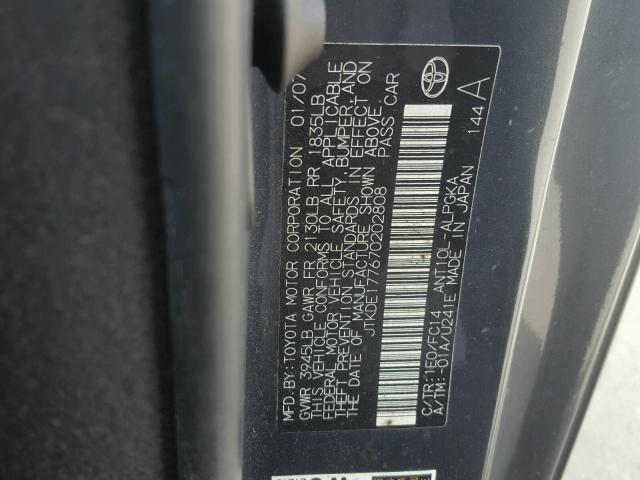 JTKDE177670202808 - 2007 TOYOTA SCION TC 灰色 照片 10
