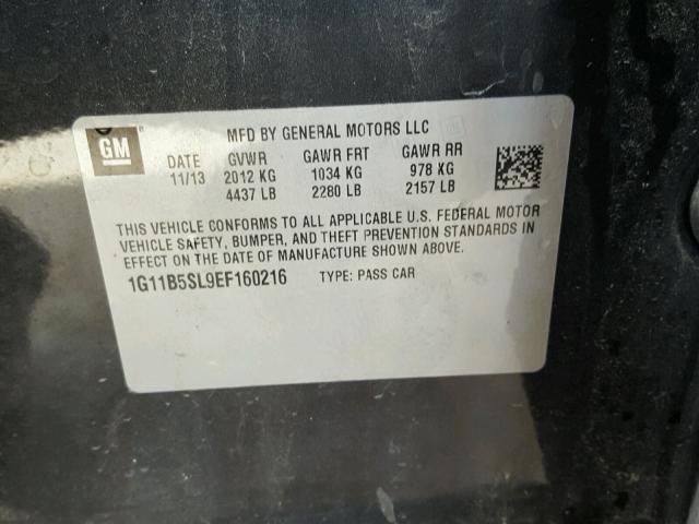 1G11B5SL9EF160216 - 2014 CHEVROLET MALIBU LS 石墨色 照片 10