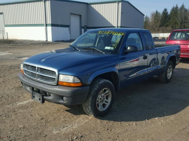 1D7GL12K34S618262 - 2004 DODGE DAKOTA SXT BLUE photo 2