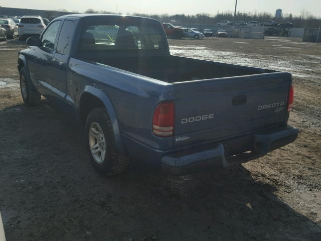 1D7GL12K34S618262 - 2004 DODGE DAKOTA SXT BLUE photo 3