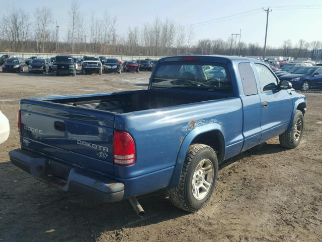 1D7GL12K34S618262 - 2004 DODGE DAKOTA SXT BLUE photo 4