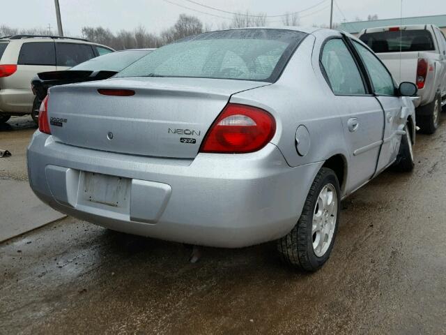 1B3ES56C94D560498 - 2004 DODGE NEON SXT SILVER photo 4