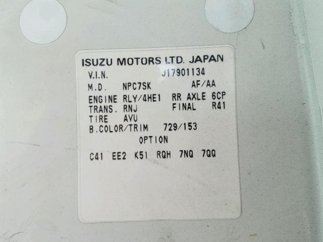 JALE5B14517901134 - 2001 ISUZU NQR WHITE photo 10