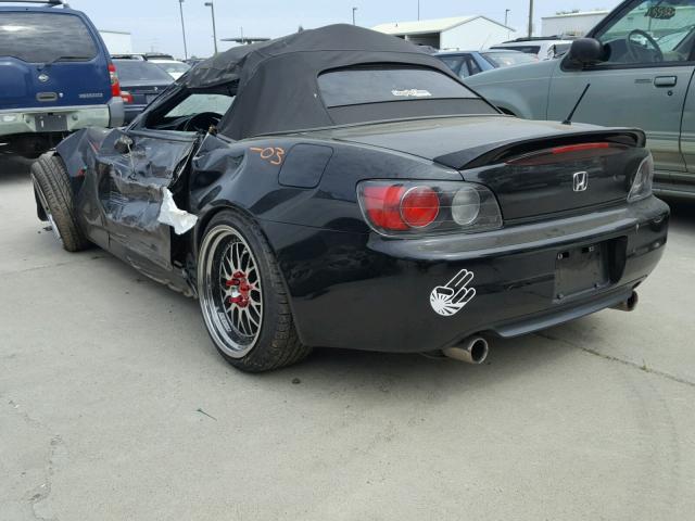 JHMAP11493T005951 - 2003 HONDA S2000 BLACK photo 3