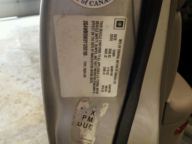 2G4WB55K3Y1292198 - 2000 BUICK REGAL LS SILVER photo 10