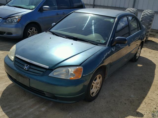 2HGES16542H515463 - 2002 HONDA CIVIC LX GREEN photo 2