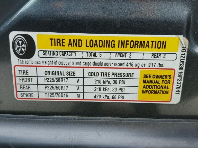 1G1ZU53816F237041 - 2006 CHEVROLET MALIBU LTZ 灰色 照片 10