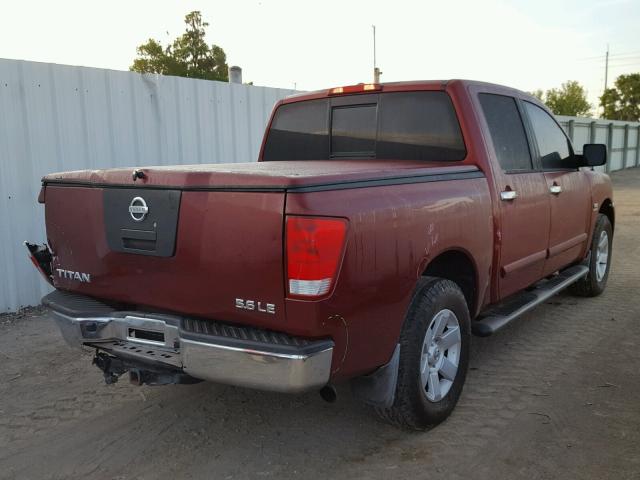 1N6AA07A74N532643 - 2004 NISSAN TITAN XE BURGUNDY photo 4