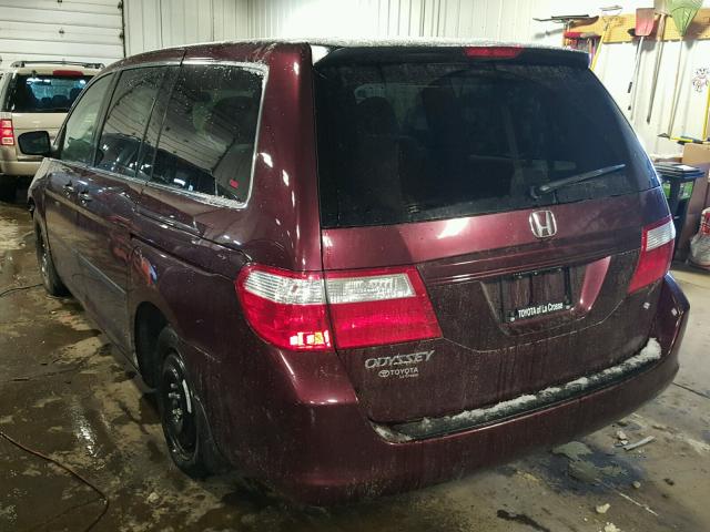 5FNRL38287B022085 - 2007 HONDA ODYSSEY LX BURGUNDY photo 3