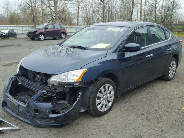 3N1AB7AP7EL672573 - 2014 NISSAN SENTRA S BLUE photo 2