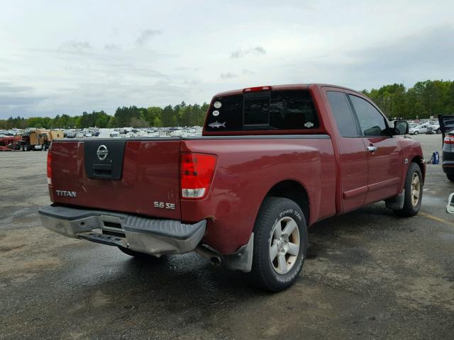 1N6AA06A54N582443 - 2004 NISSAN TITAN XE RED photo 4