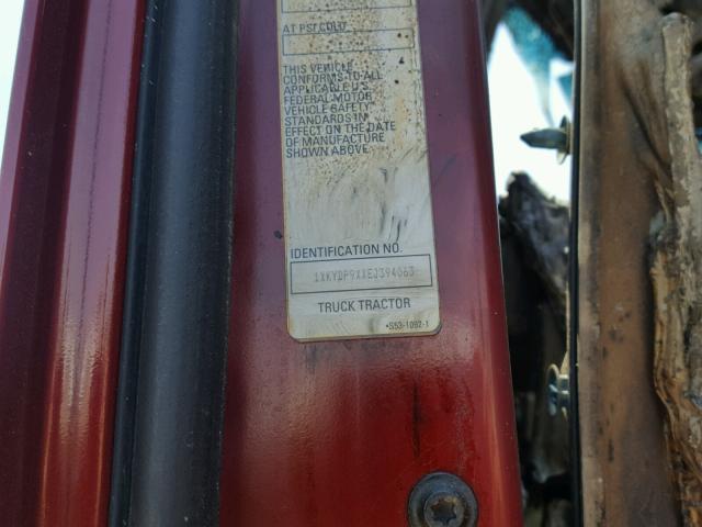 1XKYDP9XXEJ394063 - 2014 KENWORTH CONSTRUCTI RED photo 10