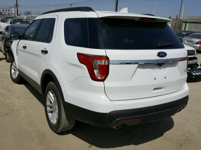 1FM5K8B83HGE25678 - 2017 FORD EXPLORER WHITE photo 3