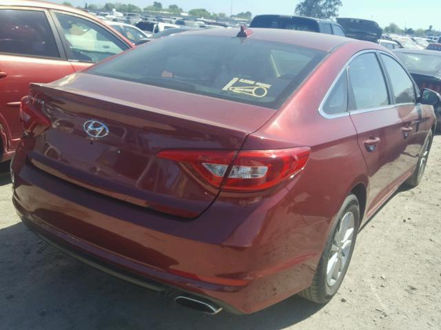 5NPE24AF9FH116853 - 2015 HYUNDAI SONATA SE RED photo 4