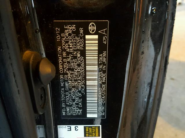 JTKJF5C71D3058639 - 2013 TOYOTA SCION TC 黑色 照片 10