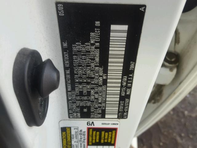 4T3BE11A59U003895 - 2009 TOYOTA VENZA BASE WHITE photo 10