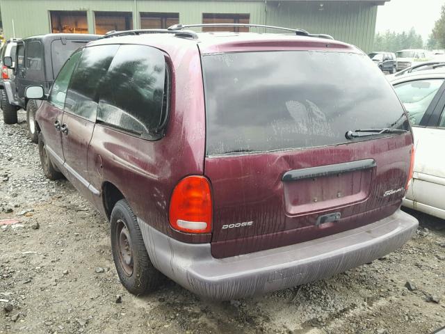 2B4GP2431WR672395 - 1998 DODGE GRAND CARA BURGUNDY photo 3