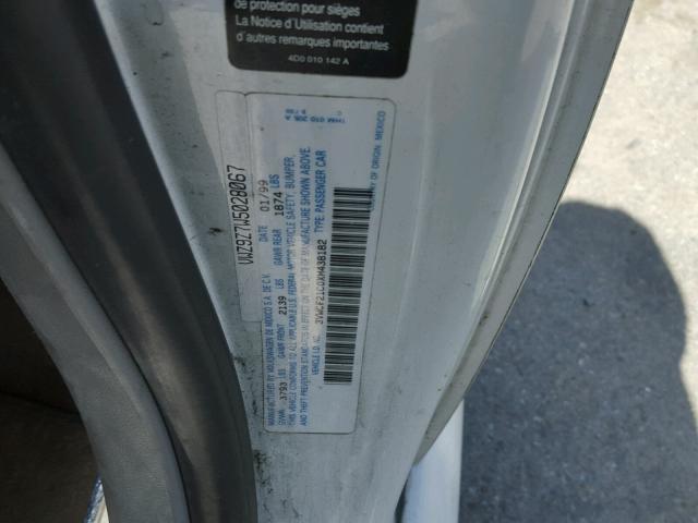 3VWCF21C0XM438182 - 1999 VOLKSWAGEN NEW BEETLE თეთრი ფოტო 10