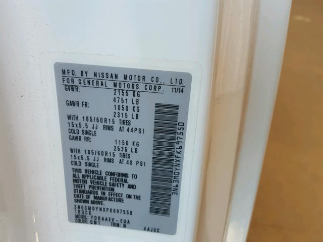 3N63M0YNXFK697550 - 2015 CHEVROLET CITY EXPRE WHITE photo 10