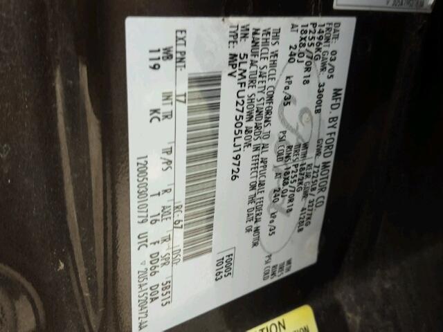 5LMFU27505LJ19726 - 2005 LINCOLN NAVIGATOR CHARCOAL photo 10