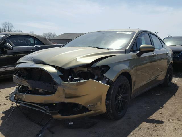 3FA6P0G73DR182605 - 2013 FORD FUSION S GREEN photo 2