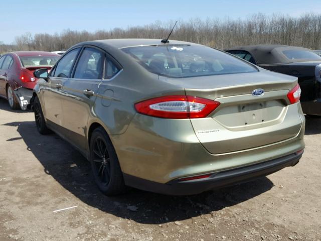 3FA6P0G73DR182605 - 2013 FORD FUSION S GREEN photo 3