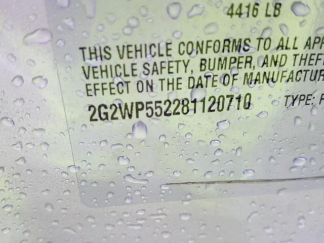 2G2WP552281120710 - 2008 PONTIAC GRAND PRIX 银色 照片 10