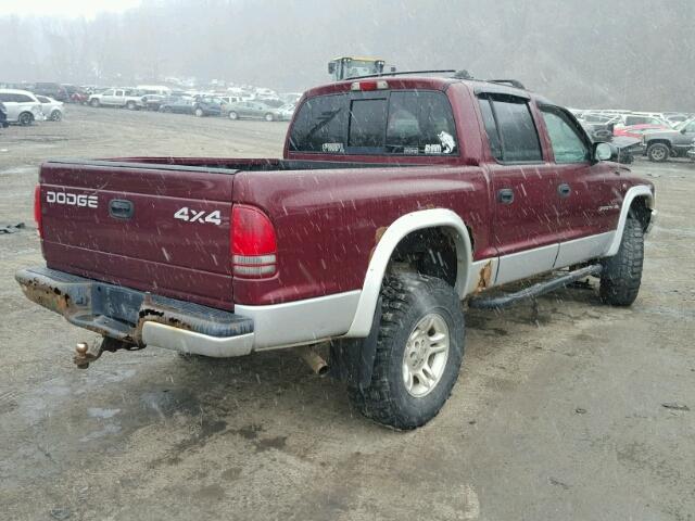 1B7HG48N12S670430 - 2002 DODGE DAKOTA QUA MAROON photo 4