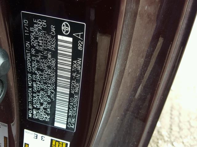 JTKJF5C76B3012480 - 2011 TOYOTA SCION TC 紫色 照片 10