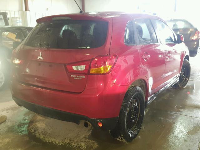 4A4AR3AU0DE002989 - 2013 MITSUBISHI OUTLANDER RED photo 4