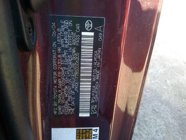 JTKDE177850006205 - 2005 TOYOTA SCION TC MAROON photo 10