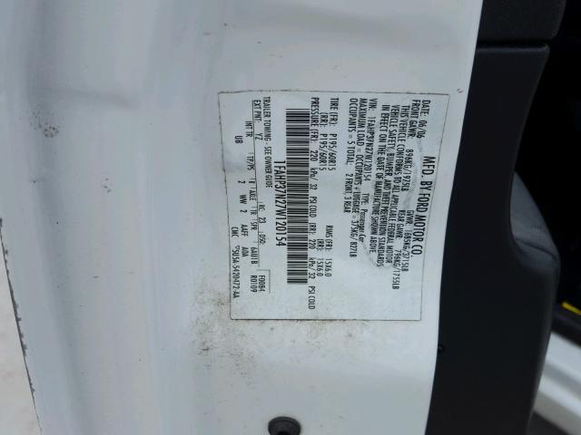 1FAHP37N27W120154 - 2007 FORD FOCUS ZX5 WHITE photo 10